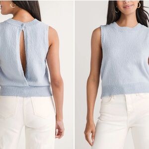 By Together White Textured Sleeveless Top NWT – Size Large, Open Back Detail